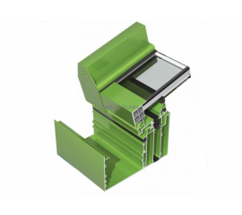 Alumīnija Fasāžu Sistēmas - Ponzio 152 WG savienojuma paraugs ar stikla paketi 3D skatā