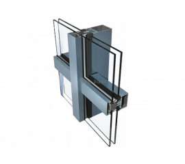 Alumīnija Fasāžu Sistēmas - Ponzio PF 152 savienojumu paraugs ar stikla paketēm 3D skatā