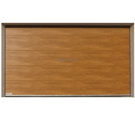 garāžu vārti ar lakota ozolkoka tekstūru