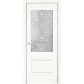 Iekšdurvis ALTO Balts (matēts) ar matētu stiklu, kas apvieno baltu matētu apdari un stikla elementus, lai piešķirtu interjeram eleganci.