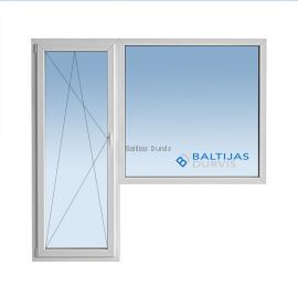 PVC logi - balkona bloks ar veramu durvju vērtnes daļu un fiksētu loga daļu. Logs - balkona bloks piemērots 103. sērijas ēkām.