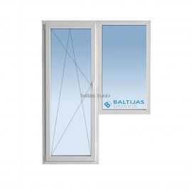 PVC logi - balkona bloks ar veramu durvju vērtnes daļu un fiksētu loga daļu. Logs - balkona bloks piemērots 602. sērijas ēkām.