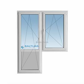 PVC logi - balkona bloks ar veramu durvju vērtnes daļu ar PVC paneli durvju lejasdaļā un veramu loga daļu. Logs - balkona bloks piemērots 103. sērijas ēkām.