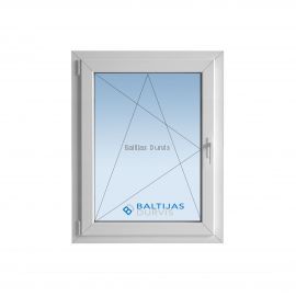 Vienas daļas verams PVC logs ar modernu dizainu un Baltijas Durvis logotipu.