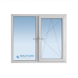 Divdaļīgs PVC logs ar vienu veramu loga daļu un otri fiksētu daļu. Logs paredzēts 103. sērijas ēkām.