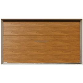 garāžu vārti ar lakota ozolkoka tekstūru