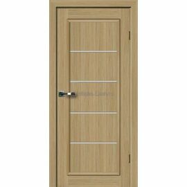 Durvis Modena-L ar dabīga koka apdari un horizontālām stikla līnijām, kas papildina klasisku un modernu interjeru.