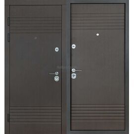 Metāla durvis tumši brūnā tonī EKO-B434 ar modernu mūsdienīgu dizainu. Durvis lieliski piemērotas dzīvokļiem.