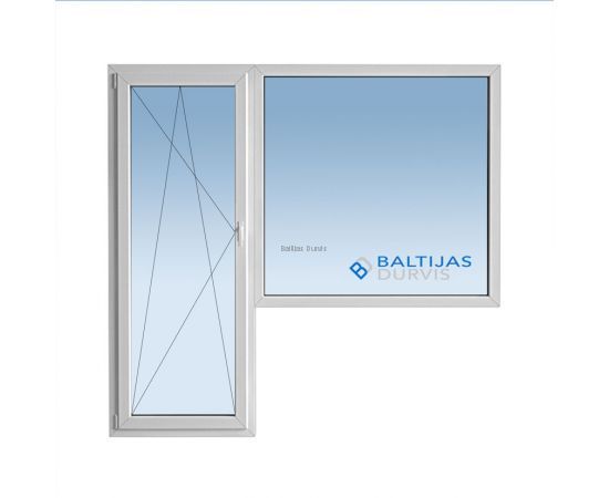 Balts PVC logs izejai uz balkona ar diviem stiklojumiem un atveramu vērtnes daļu. Logs piemērots čehu projekta ēkām. Balts PVC logs izejai uz balkona ar diviem stiklojumiem un atveramu vērtnes daļu. Logs piemērots čehu projekta ēkām.