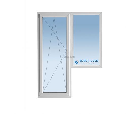 PVC logi - balkona bloks ar veramu durvju vērtnes daļu un fiksētu loga daļu. Logs - balkona bloks piemērots 103. sērijas ēkām.