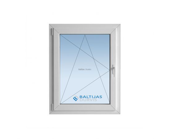 Vienas daļas PVC logs ar modernu dizainu un Baltijas Durvis logotipu. Logs ar vērtni. Vienas daļas PVC logs ar modernu dizainu un Baltijas Durvis logotipu. Logs ar vērtni.