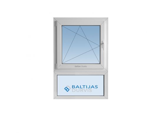 Divdaļīgs PVC logs ar vienu veramu loga daļu augšpusē un otru fiksētu loga daļu apakšpusē. Logs piemērots 103. sērijas ēku kāpņutelpām. Divdaļīgs PVC logs ar vienu veramu loga daļu augšpusē un otru fiksētu loga daļu apakšpusē. Logs piemērots 103. sērijas ēku kāpņutelpām.