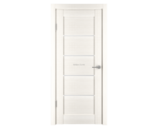 Iekšdurvis Horizontāl I Bianko ar baltu koka apdari un horizontālām stikla elementu līnijām, kas papildina minimālisma dizainu.