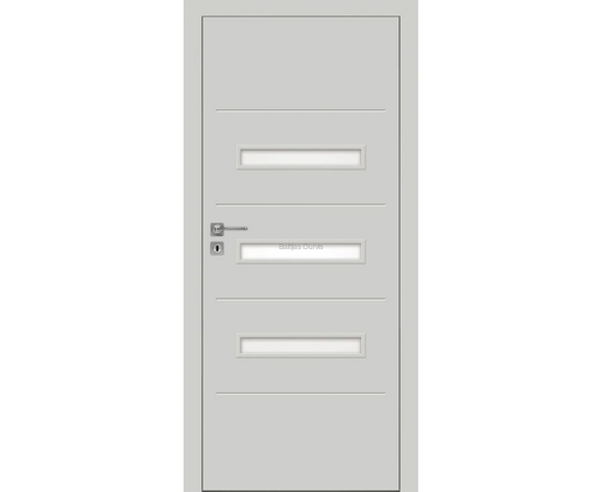 Iekšdurvis FARGO DRE krāsotas ar stikla elemntiem, gaišu apdari un gludu virsmu ar frēzējuma līnijām.