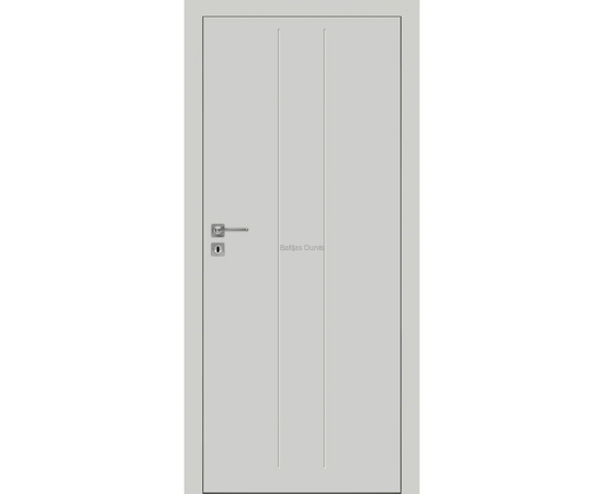 Iekšdurvis FARGO DRE krāsotas ar vienkāršu un elegantu dizainu, gaišu apdari un gludu virsmu ar frēzējuma līnijām.