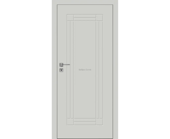 Iekšdurvis FARGO DRE krāsotas ar vienkāršu un elegantu dizainu, gaišu apdari un gludu virsmu ar frēzējuma līnijām.