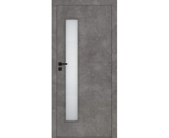 Iekšdurvis DECO DRE ar pelēku industriālu apdari un vertikālu matētu stikla pildiņu gaismas caurlaidībai. Iekšdurvis DECO DRE ar pelēku industriālu apdari un vertikālu matētu stikla pildiņu gaismas caurlaidībai.