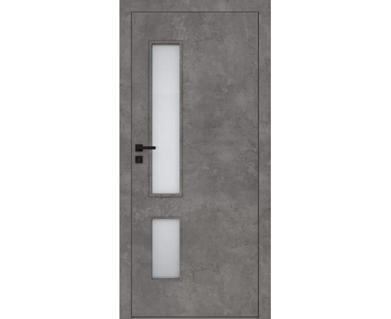 Iekšdurvis DECO DRE ar pelēku industriālu apdari un dalītu vertikālu matētu stikla pildiņu gaismas caurlaidībai. Iekšdurvis DECO DRE ar pelēku industriālu apdari un dalītu vertikālu matētu stikla pildiņu gaismas caurlaidībai.