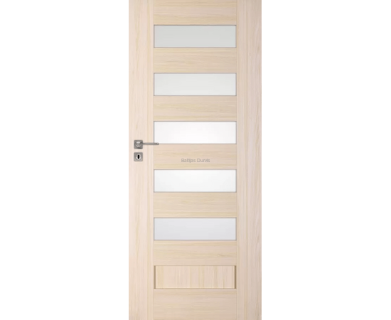 Bēšas iekšdurvis SCALA DRE ar pieciem horizontāliem stikla paneļiem, kas nodrošina gaišuma un elegances kombināciju.