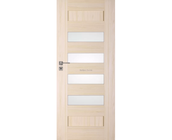 Iekšdurvis SCALA DRE ar bēšu apdari un horizontāliem stikla ielaidumiem, radot mūsdienīgu dizainu.