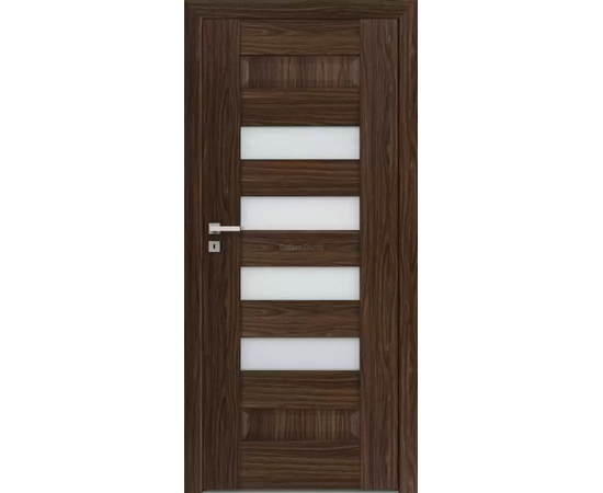 Tumši brūnas iekšdurvis SCALA DRE ar horizontāliem stikla paneļiem, piešķirot gaišumu un mūsdienīgu izskatu.