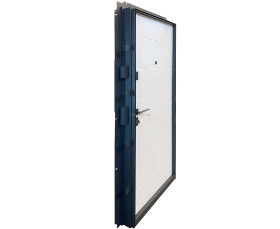 Metāla ārdurvju un durvju kārbas komplekts 3D skatā.